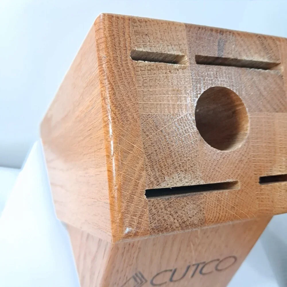 Vintage Cutco 5 Slot Knife Block Holder Wooden Wood Honey Oak‎ knives